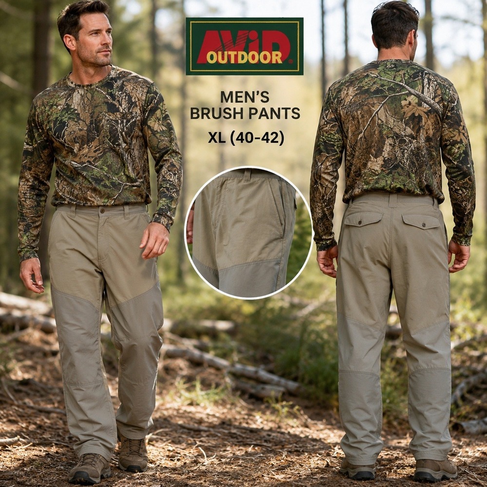 Avid Outdoor Mens‎ Brush Pants XL 38x30 Tan Hunting Hiking Briar Reinforced 4445